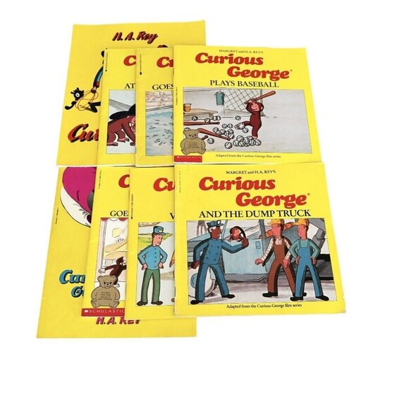Lot Of 8 Vintage curious George Books Paperback Monkey Kids Gift Collectible - Picture 1 of 5